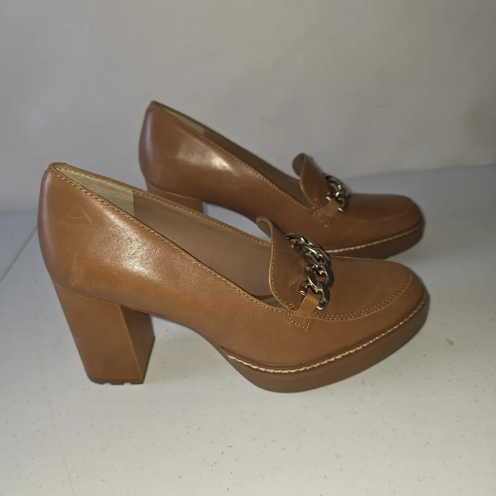 Naturalizer Callie-Moc Leather Loafers Size 8 High Heel Lug Sole Slip-on Shoes - Picture 3 of 16